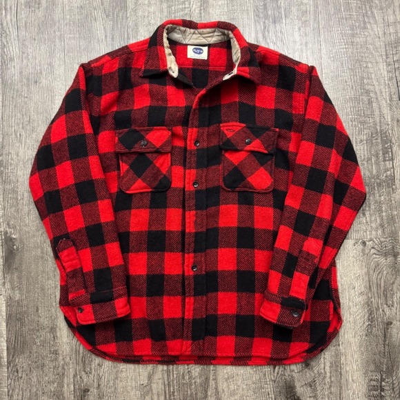 Pilgrim Other - Vintage 50s 60s Pilgrim Buffalo Plaid Wool Button Shirt L/XL